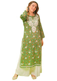 Anni Designer Women'S Rayon Blend Straight Chikankari Embroidered Kurta (Nakusha Green_M_Green_Medium),Green,M