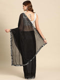 Shiv Textiles Saree For Women (L1-Black)
