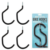 IMPRESA Bike Hooks for Garage Ceiling & Wall 4-Pack - Heavy-Duty Bicycle Hangers - 7 x 4 in Galvanized Steel with Non-Marring Co