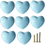 M MIMHOOY 8 Pack Sky Blue Heart Shaped Ceramic Cabinet Knobs, Decorative Knobs for Dresser Drawers