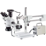 AmScope 3.5X-90X Zoom Stereo Trinocular Microscope with LED Fiber Optic Ring Light and 20MP High-Speed USB3 Camera