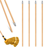 Barydat 4 Pack 55 Inch Lacquered Wood Broom Handle Bulk, Regular