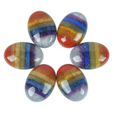 Loveliome 18x25 mm Oval Cabochons Flatback Crystal Healing Stone for Jewelry Making DIY Pack of 6, 7 Chakra