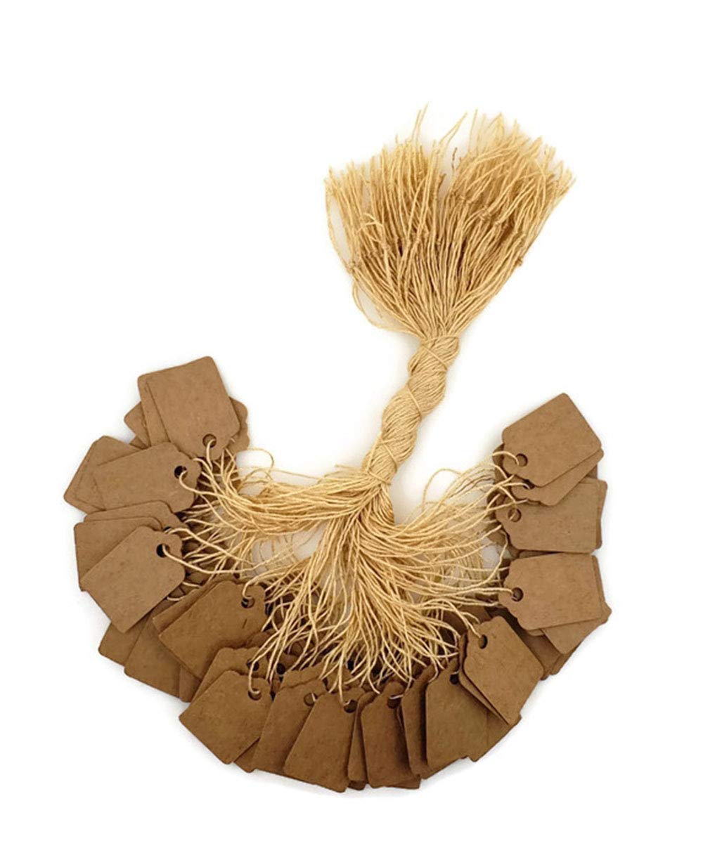 100 pcs Kraft Gift Marking Tags Price Labels Display Tags Strung for Crafts & Gifts. Personalize & Price Your Merchandise (5/8