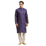 Sojanya (Since 1958 Men'S Jacquard Silk Blue & Gold Kurta, Size: 42