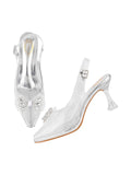 Shoetopia Stylish Trasparent Detailed Silver Heels For Women & Girls /Eu41,Silver,8,B0DK78KGJW