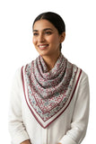 India Scarves Cream & Beige Ajrakh Hand Block Print Cotton Scarf | Traditional Geometric Print | 120105 Cm