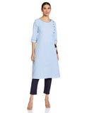 Aurelia Women's Cotton Kurta & Pant (21ONAS12608-702671_Powder Blue_XL)