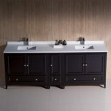Fresca Oxford 84 Gray Traditional Double Sink Bathroom Cabinets W/Top & Sinks