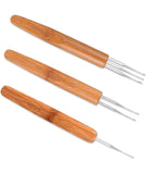 3Pcs Hair Crochet Hook, Crochet Hooks Set, Bamboo Crochet Hooks, Dreadlocks Knitting Tools For Braiding And Styling, Ergonomic D