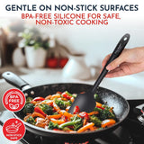 Culinary Couture 4-Piece Black Baking Spatula Set - Rubber Spatulas Silicone Heat Resistant up to 428F, BPA-Free - Spatula Set f