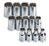 SK Tools USA 3/8 Drive, 13 Piece, 12 Point, Standard Metric Chrome Socket Set: 7MM 19MM | 89023