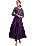 Anni Designer Women'S Viscose Rayon Mukaish Work Anarkali Kurta With Pant & Dupatta (Park Violet_Xl_Violet_X-Large),Violet,XL