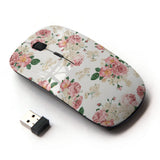 KawaiiMouse [ Optical 2.4G Wireless Mouse ] Floral Pink Wallpaper White Retro Style Vintage