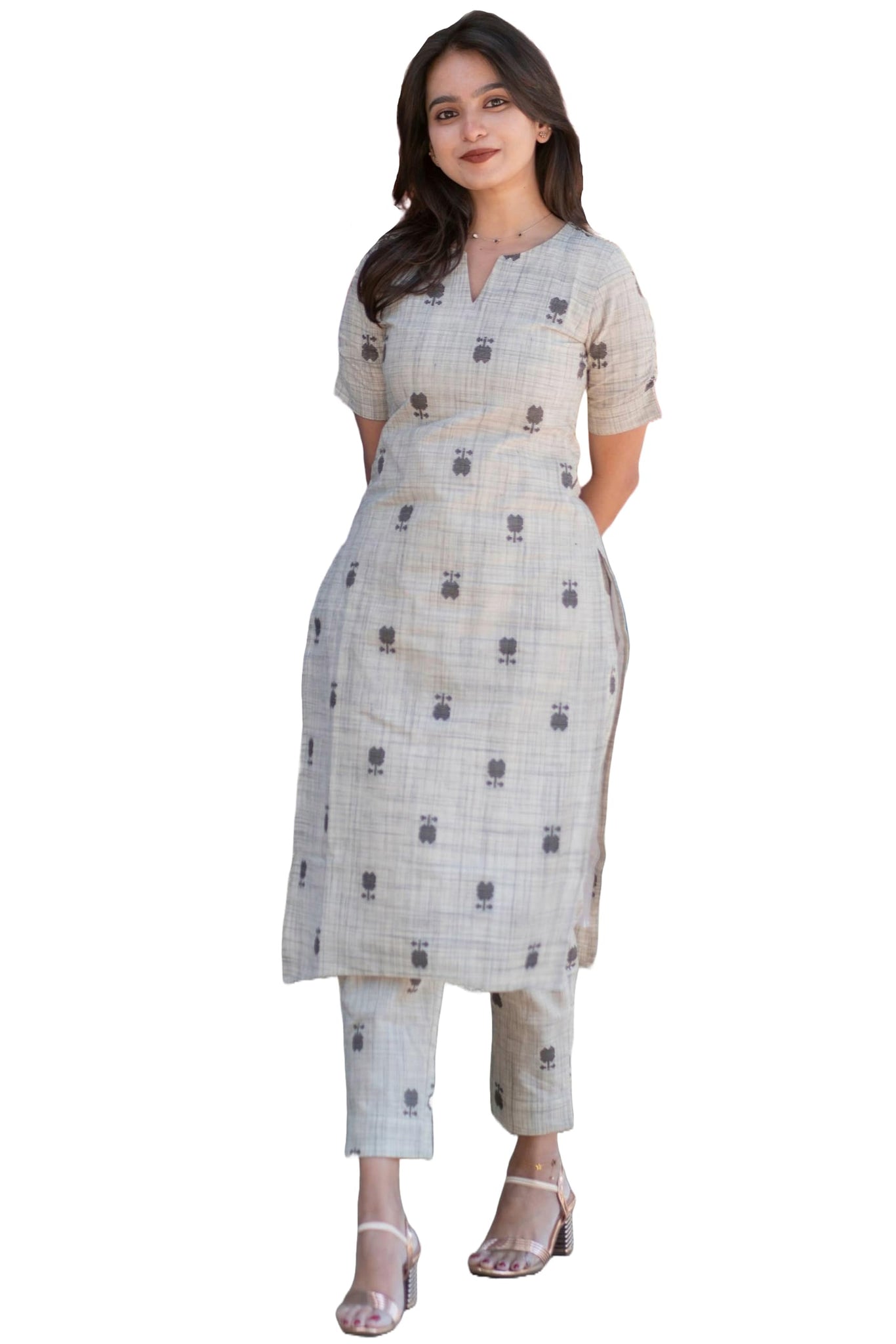 Anni Designer Women'S Rayon Viscose Straight Printed Kurta With Pant (Ochi White_Xxl_White_Xx-Large),White,2XL