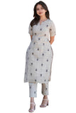 Gosriki Women'S Rayon Viscose Straight Printed Kurta With Pant (Ochi White-Gs_Xl_White_X-Large),White,,B0F13NZGQ5