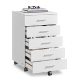 VASAGLE File Cabinet, Mobile Pedestal Filing Cabinet with Wheels, Printer Stand with 5 Drawers, Tool-Free Sliding Rails, for Stu