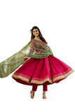 Anni Designer Women'S Rayon Blend Solid Anarkali Kurta With Pant & Dupatta (Samda Rani_3Xl_Pink_Xxx-Large),Pink,3XL