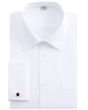J.Ver Mens French Cuff Dress Shirts Regular Fit Long Sleeve Spead Collar Metal Cufflink White -Like New