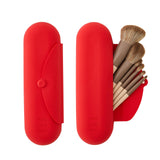 JASAQE Silicone Makeup Brush Holder Travel Makeup bag-Soft Portable Cosmetic Face Brushes Holder-Large Travel Makeup Brush Case 