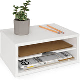 Ballucci File Organizer, 2-Tier Document Paper Sorter, Stackable Wood Desk Organizer Mail Holder, Monitor Stand with Storage She