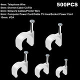 500pcs Cable Clips with Steel Nail in Cable Clips White 4mm 5mm 6mm 8mm 10mm Cable Wire Clips Cable Wall Clip Wire Staples Cord