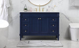 Elegant Decor Indoor Modern Under Sink Bathroom Fixtures Storage Organizer Cabinet 48 Inch Single Bathroom Vanity - Blue