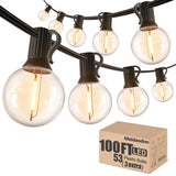 Meidaoduo 100FT LED String Lights Outdoor Waterproof G40 Globe String Lights with 52 Shatterproof Bulbs(2 Extra), Dimmable Conne