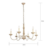 Elegant Furniture & Lighting Merritt Collection Chandelier D35 H21.6 Lt:6 Weathered Dove Finish