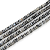 Adabele 43.5 Inch Natural Larvikite Quartz Black Labradorite Healing Gemstone 4mm x 2mm Small Heishi Tube Rondelle Beads Gem Sto