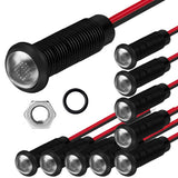 Gebildet 10pcs LED Plastic Indicator Pilot Light AC/DC 12-24V Mounting Hole Size 6mm(White)