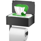 Bjiotun Toilet Paper Holder with Shelf - SUS304 Stainless Steel Toilet Paper Storage with Wipes Dispenser & Toilet Paper Roll Ho