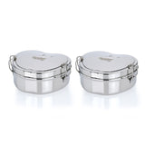 Sumeet Stainless Steel Rectangle Lunch Box/Tiffin with 2 Compartments and Locking Clip,Set of 2 Pcs, 550ML & 650ML, Ideal for 2 