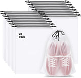 Hsr Pack Of 20 Shoe Bags For Travel, Clear Travel Shoe Bags For Packing, Large Waterproof Portable Drawstring Travel Shoe Storag