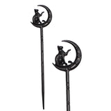 LANGHONG 2PCS Halloween Hair Sticks For Women Gothic Moon Cat's Paw Print Hairpin Hair Styling Pins (CAZ1)