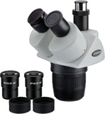 AmScope SW24T Trinocular Stereo Microscope Head, WH10x Eyepieces, 20X and 40X Magnification, 2X/4X Objective