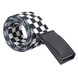 Black Flip Top Military Belt Buckle Adjustable Cuttable Black White Grid Strapcheckered Belt For Clothing Decoration Diy Accesso