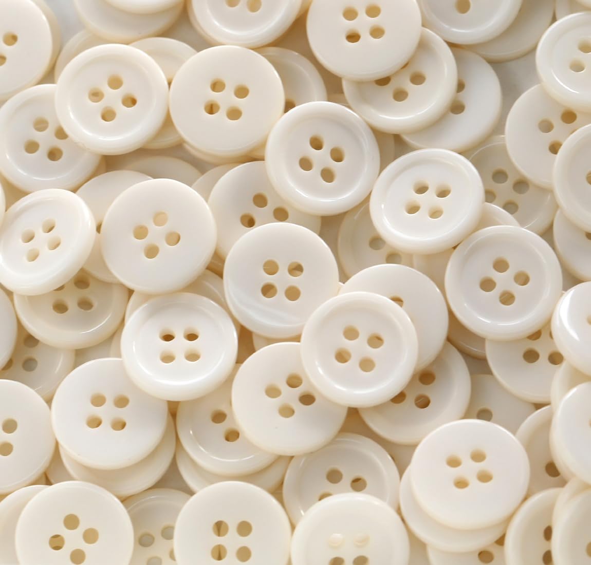 GANSSIA 300pcs 1/2 Inch (12.5mm) Small Size Round 4 Holes Buttons Beige Color Button for Sewing Clothing or DIY Crafts Projects 