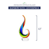 Badash Rainbow Note Murano-Style Art Glass Centerpiece - 12 Tall Mouth-Blown Glass Sculpture On Crystal Base - Contemporary Ho