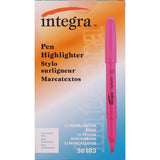 Integra Pen Style Fluorescent Pink Highlighters (Pack of 12)