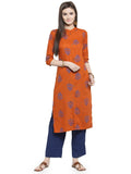 Gosriki Women'S Rayon Kurta (Kur190030-Xl_X-Large_Orange),X-Large,,B07QGM2P7S