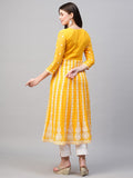 Anni Designer Women'S Georgette Chikankari Embroidered Anarkali Kurti (Naav Yellow-Nw2_Xxl_Yellow_Xx-Large),Yellow,2XL,Georgette,Anarkali,Kurti