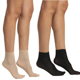 Next2Skin WomenS Sheer Transparent Ankle Length Thumb Socks | Lightweight Stretchable Socks, Pack Of 2 (Skin:Black)
