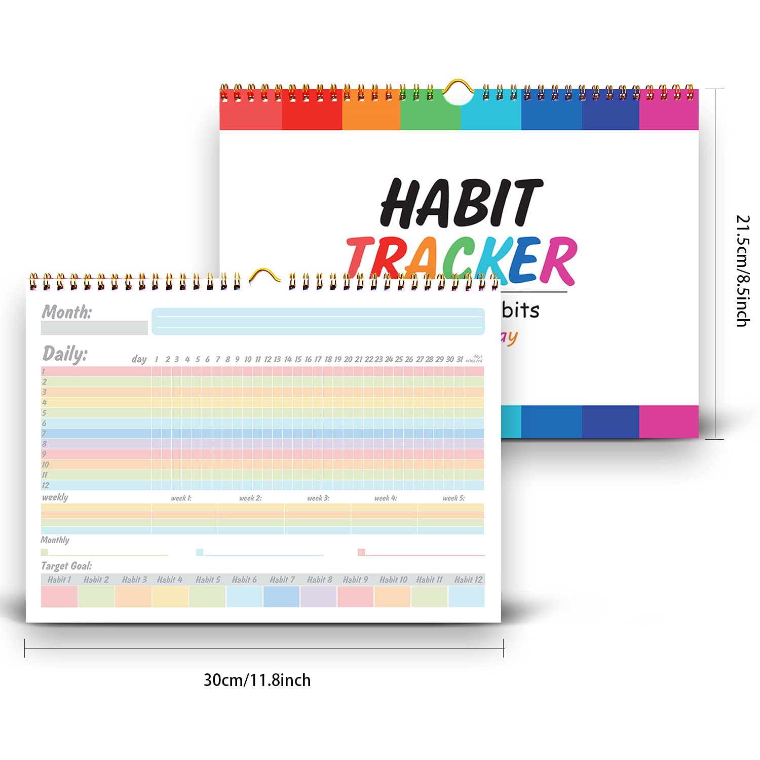 gisgfim Habit Tracker Calendar Motivational Habit Tracking Journal Inspirational Goal Planner with Spiral Binding Beautiful Week