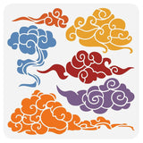 Devasya Crafts Chinese Clouds Painting Stencils, 12x12 inch Oriental Theme Plastic Decoration Template for DIY, Engraving, Scrap