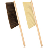 2 Pieces Woooden Dust Brush Hand Broom Bench Brush with Long Wood Handle Whisk Broom Soft Bristle Brush for Counter Bed Sofa Car