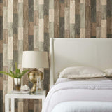 RoomMates RMK10841WP Dark Weathered Plank Peel and Stick Wallpaper, Brown, 20.5 x 16.5 feet
