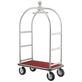 Global Industrial Silver Stainless Steel Bellman Cart Curved Uprights 8 Pneumatic Casters, 41-1/4L x 24 W x 75 H, Hotel Luggage 