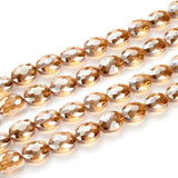 50pcs Czech 16mm (0.63 Inch) Large Faceted Flat Oval Crystal Glass Beads Spacer Golden Shadow