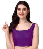Pujia Mills Women's Deep Neck Silk Sleeveless Readymade Blouse (Sando Purple, 32)